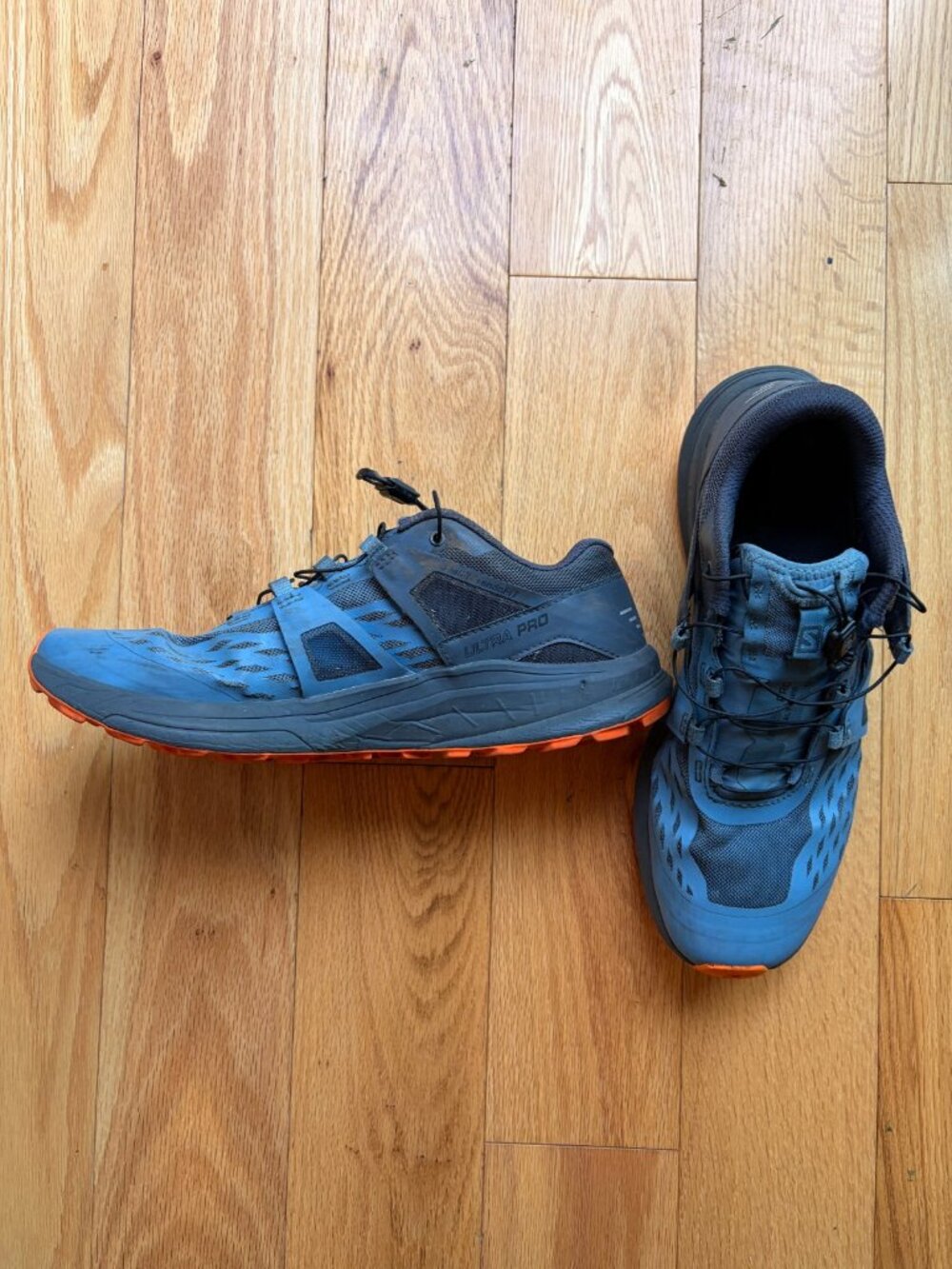 Salomon Ultra Pro Trail Running Shoes Men's 9.5 Blue Orange Quicklace 412334